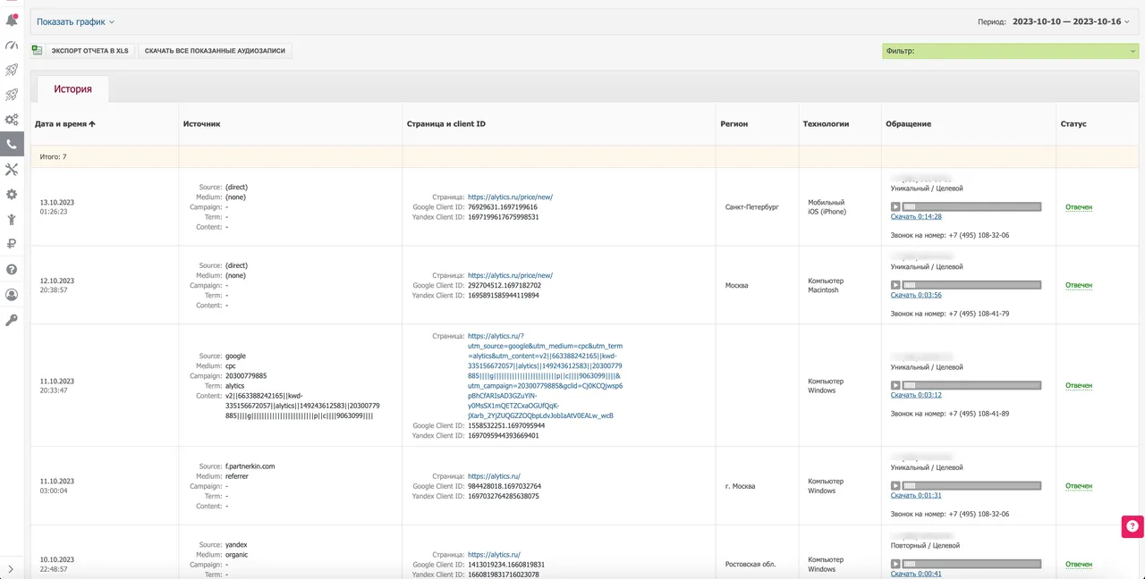 Коллтрекинг и email-трекинг Alytics_3